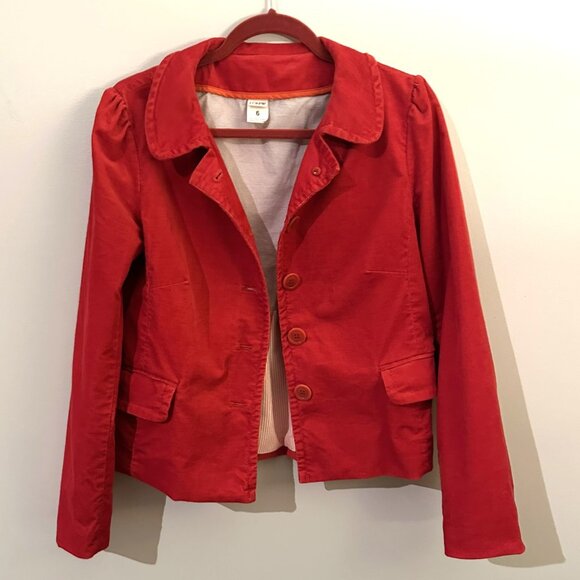 JCrew Women's Red Corduroy Blazer - Size 6 for casual and semi-formal - Picture 3 of 8